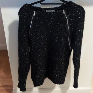 Black Sweater with Zipper Accents